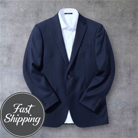 MANTONI Mens Navy Blazer 46R Virgin Wool Sport Coat Two Button 2-Vent Jacket - Picture 1 of 12